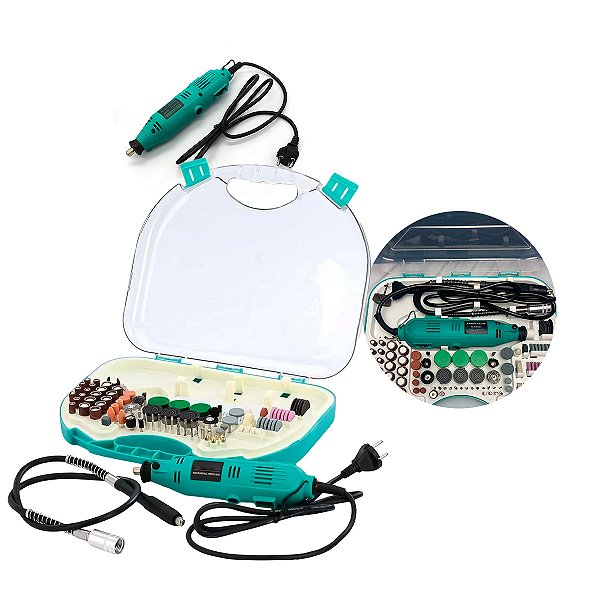 Micro retífica 450w 110v com controle de velocidade e 211 peças