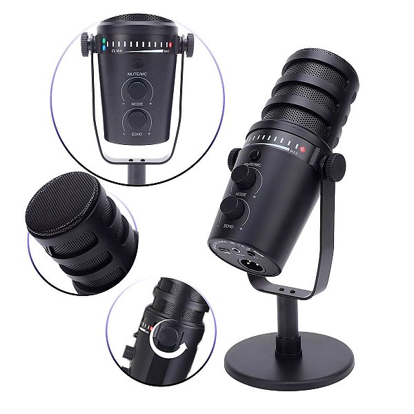 Microfone Condensador Profissional para Gravação Podcast Streaming e Home Studio