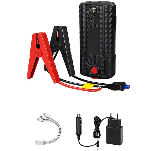 Auxiliar de Partida Veicular 12000mAh 600A Power Bank Portátil com USB 12V