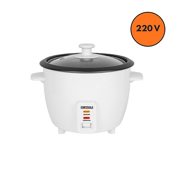 Panela de Arroz Elétrica 1,3L 400W 220V com Tampa de Vidro Branca