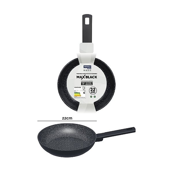 Frigideira Cerâmica 22cm com Fundo de Indução Antiaderente Preta