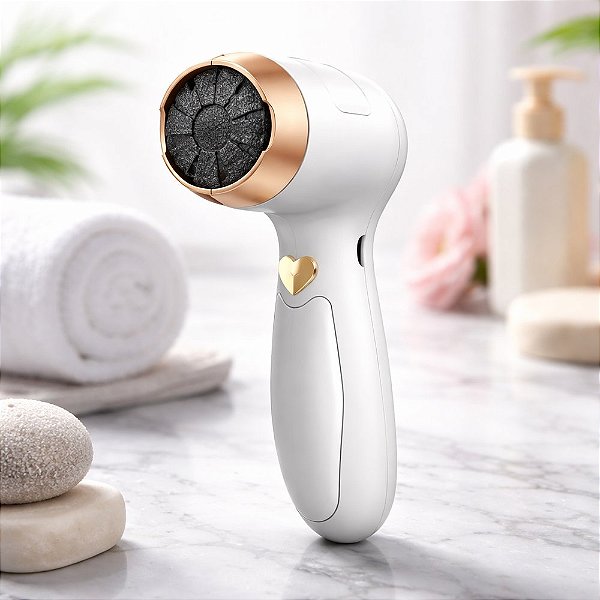 Esfoliador Elétrico para Pés Recarregável USB Portátil Branco e Dourado