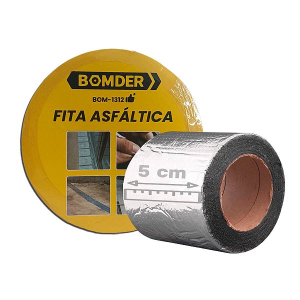 Fita Asfáltica Metalizada Impermeável 5cm x 5 Metros para Telhas Calhas e Rufos