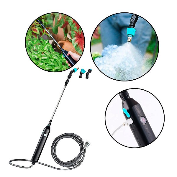 Pulverizador Elétrico Recarregável 4W com Mangueira 3m e Bicos