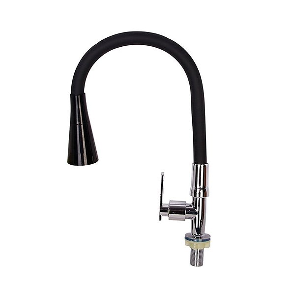 Torneira de Mesa para Cozinha com Ducha Flexível Silicone Preta 2 Jatos