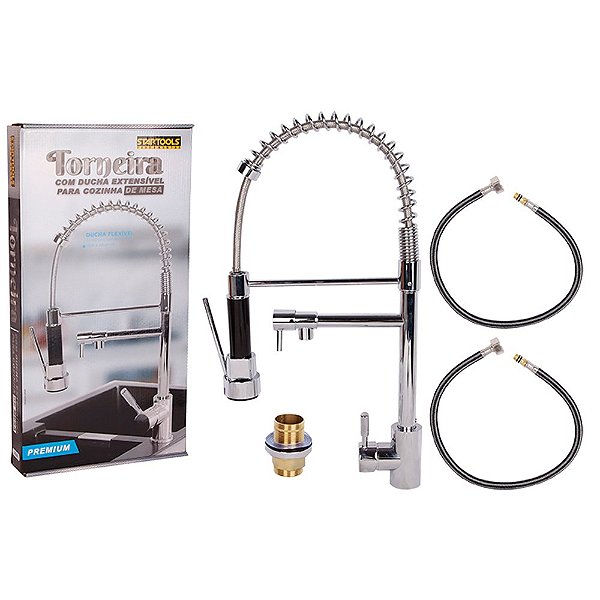 Torneira Gourmet Monocomando com Ducha Extensível 51,5cm Inox