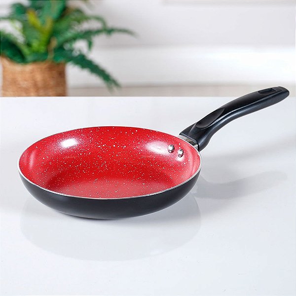 Frigideira Cerâmica 28cm Antiaderente para Indução Preta e Vermelha