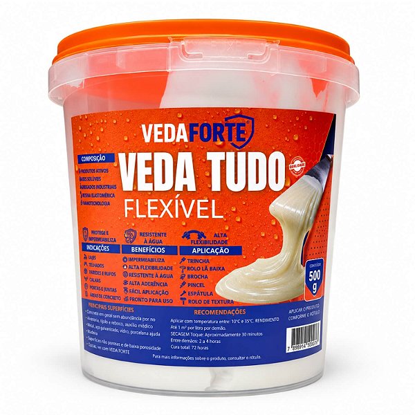 Veda Tudo Flexível Impermeabilizante 500g para Lajes Telhados e Calhas