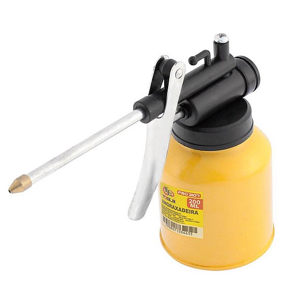 Almotolia Bomba de Óleo 200ml em Aço com Bico Rígido para Lubrificação