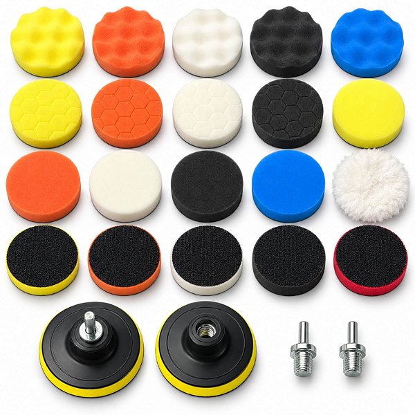 Kit 22 Almofadas de Polimento 3 Polegadas 80mm em Espuma de Poliéster