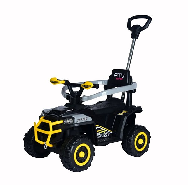 Quadriciclo Elétrico Infantil 6V com Empurrador Farol e Som Cinza