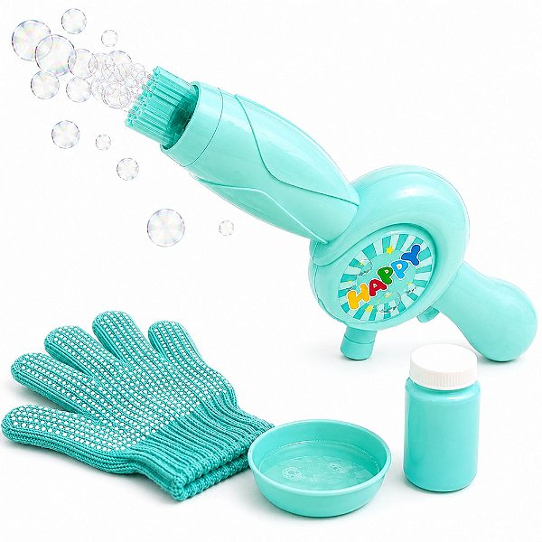 Lança Bolhas de Sabão Infantil Automático com Luz Azul e Acessórios
