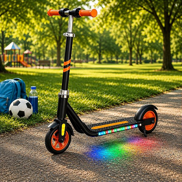 Patinete Elétrico Infantil 150W Laranja com Led e Velocidade até 15 km/h