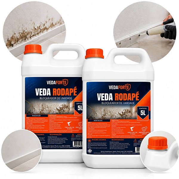 Kit 2 Veda Rodapé 5 Litros Impermeabilizante para Umidade Ascendente