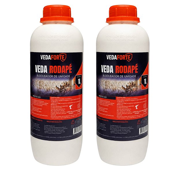 Kit 2 Veda Rodapé 1 Litro Impermeabilizante para Umidade Ascendente
