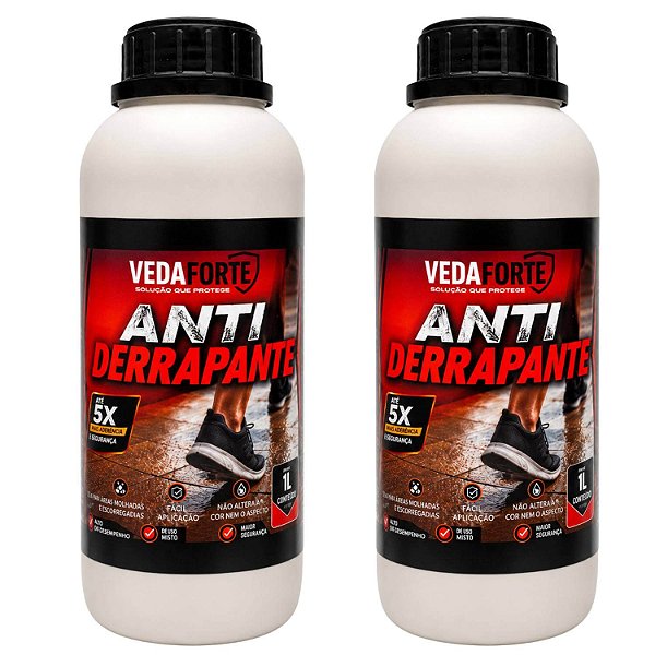 Kit 2 Antiderrapante para Pisos Veda Forte 1 Litro Porcelanato e Cerâmica