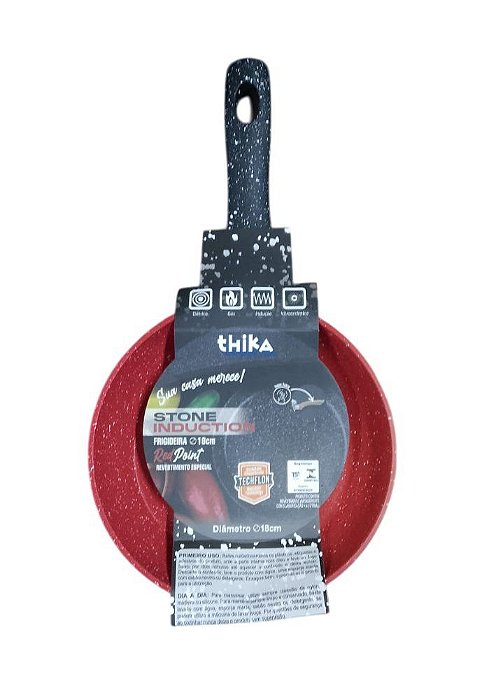 Frigideira 18cm Antiaderente Stone para Indução e Gás Vermelha