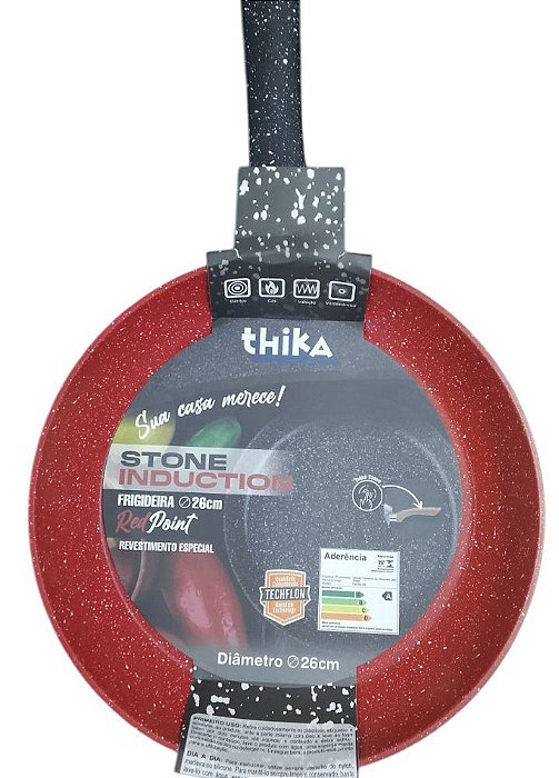 Frigideira 26cm Antiaderente Stone para Indução e Gás Vermelha