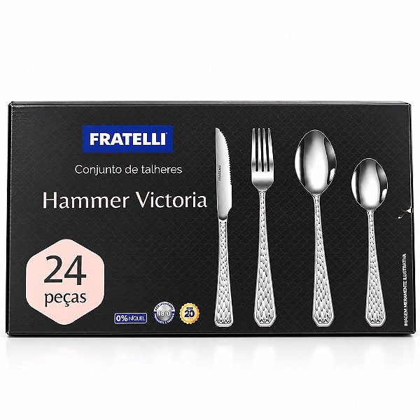 Faqueiro Hammer Victoria 24 Peças em Aço Inox para 6 Pessoas
