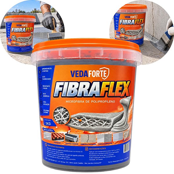 Fibraflex Impermeabilizante Flexível com Microfibra 1kg para Lajes e Telhados