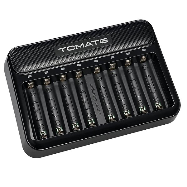 Carregador Inteligente para 8 Pilhas AA e AAA com Indicador Led USB