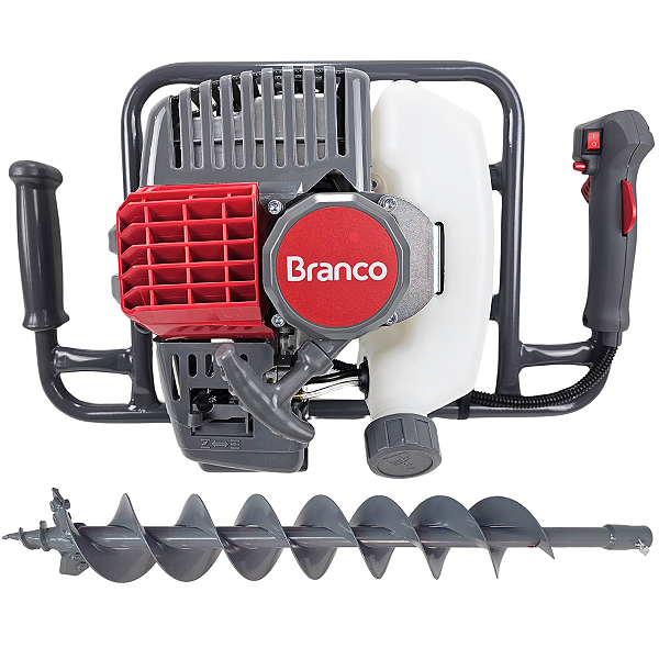 Perfurador De Solo Gasolina Branco com Broca de 10cm