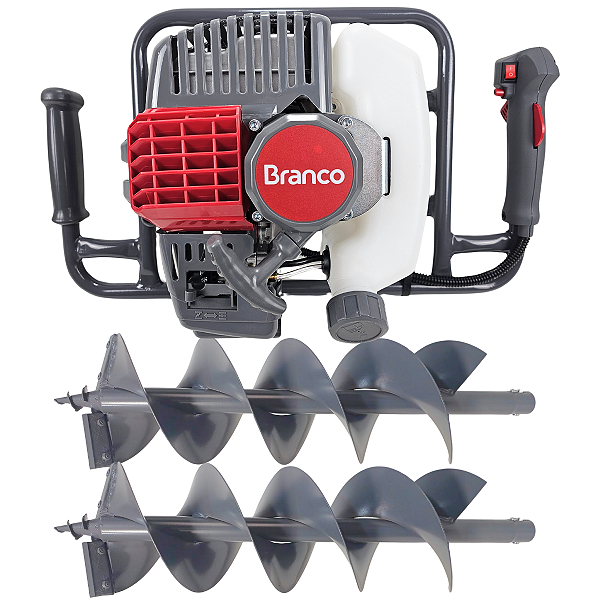 Perfurador De Solo Gasolina Branco com Broca de 20 E 25 Cm