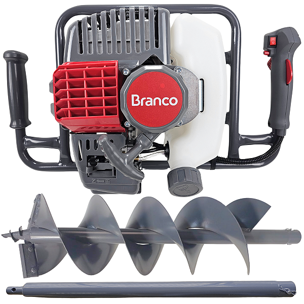 Perfurador De Solo Branco 52cc Broca 25 E Alongador 80 Cm