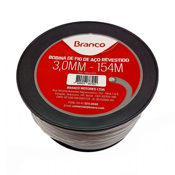 Fio Nylon C/ Aço Branco 3mm 154mtr Roçadeira