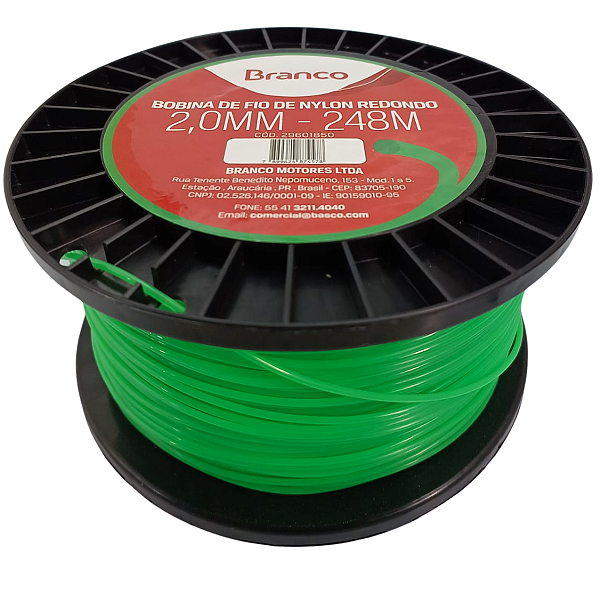 Fio Nylon Redondo 2mm 248m Roçadeira Branco