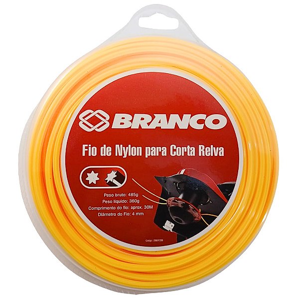 Fio De Nylon 4mm Com 30m Para Corta Relva Branco