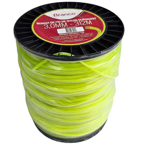 Fio Nylon Roçadeira Quadrado 3.0mm Branco Rolo C/ 312 Metros