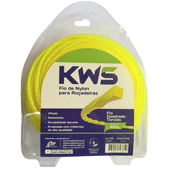 Fio Nylon Quadrado Torcido 2,5mm 420g Kws Alta Qualidade