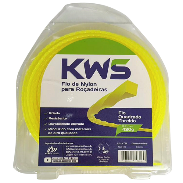 Fio Nylon Quadrado Torcido 3mm 420g Kws Alta Qualidade - Amarelo