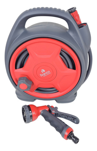 Mangueira Jardim 3/8  15 Metros Com Carretel Esguicho Branco