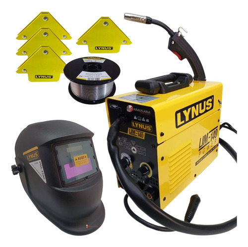 Inversora Solda MIG Lynus Lim-140 Mascara, Arame E Esquadro