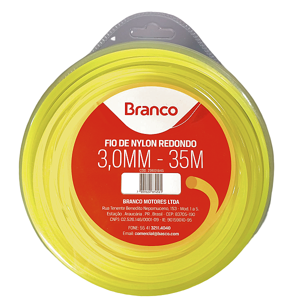 Fio Nylon Roçadeira Redondo 3.0mm Branco Rolo Com 35 Metros