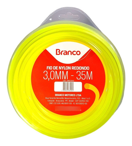 Fio Nylon Roçadeira Redondo 3.0mm Branco Rolo Com 35 Metros