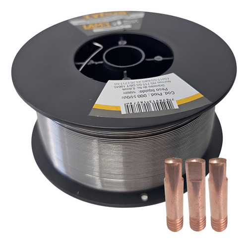 Arame Solda Mig Sem Gás Lynus 0,8mm + 3 Bicos Contato M6x25 Preto
