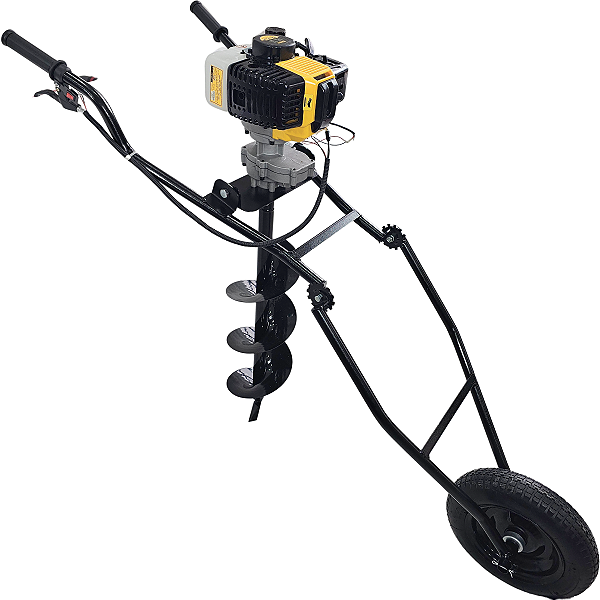 Perfurador De Solo Lynus 52cc Com Broca 20cm E Carrinho R32m