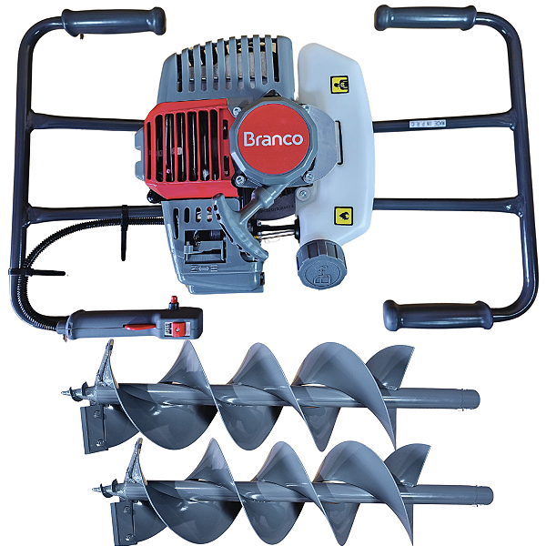 Perfurador Solo Gasolina Guidão Duplo 52cc Com Broca 20 E 30