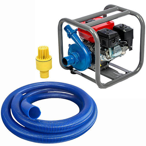 Motobomba Gasolina Branco B4t 716 Centrifuga + 6Mt Mangueira