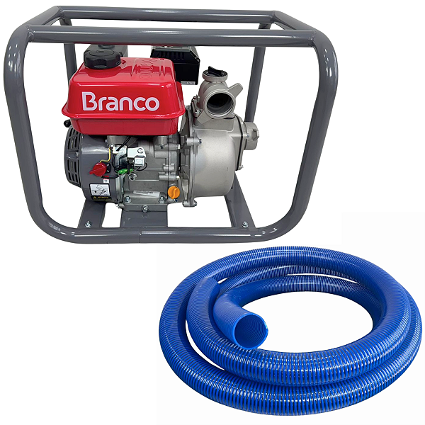 Motobomba Gas Branco B4t 710 Autoescorvante + 6 Mt Mangueira