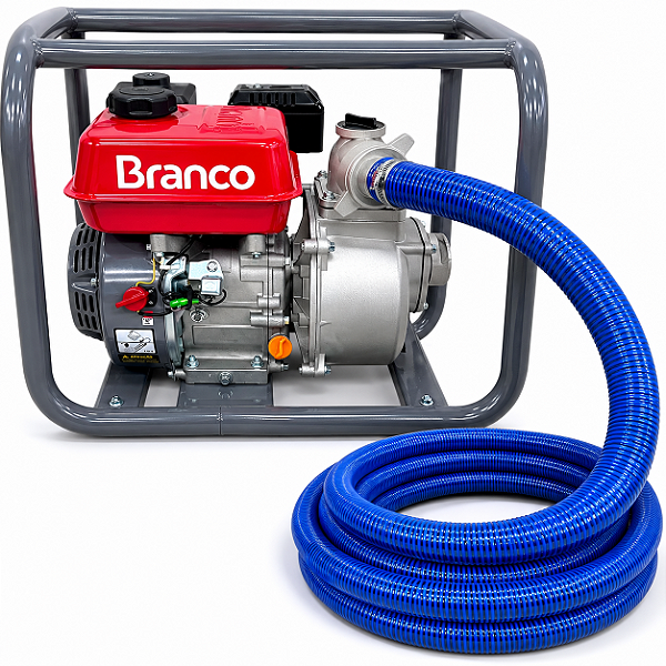 Motobomba Gas Branco B4t 710 Autoescorvante + 6Mt Mangueira