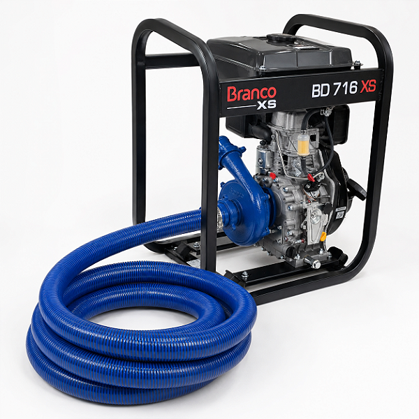 Motobomba Diesel Bd716 Xs 2"  6,9cv Branco + 6mt Mangueira