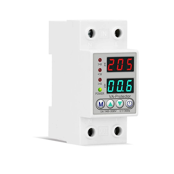 Relé Protetor Multifunção SUB e SOBRE Tensão/Corrente Ac 63a 230v, - Volt,Amp