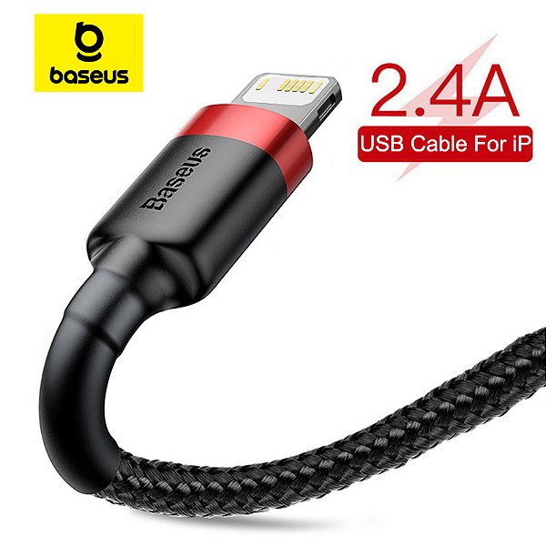 Cabo USB BASEUS para iPhone, Linha de Dados de Carregamento Rápido 2.4A, iPhone 14, 13, 12, 11 Pro