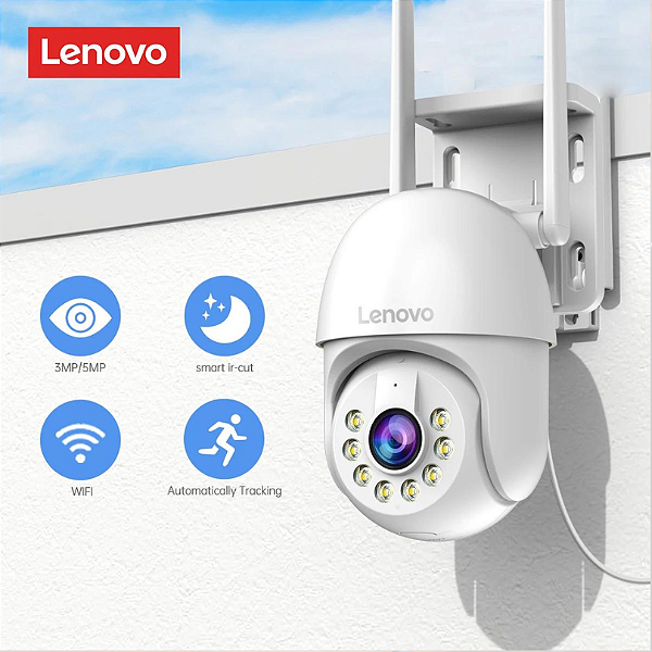 Câmera LENOVO Ip Ptz Wifi 5g 2.4g Prova Dágua Com Rastreamento Fh, Visão Noturna