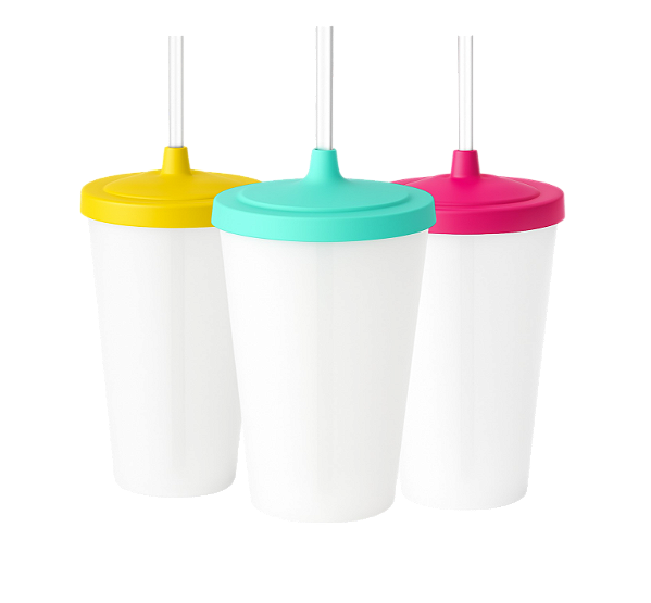 Copos Twister com Tampa e Canudo - Cores Leitosas 400ml - Kit Com 50