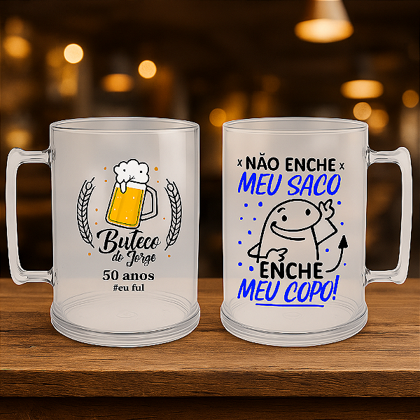 Canecas Chop Translúcidas 400ml Personalizadas - Kit com 50